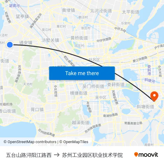五台山路浔阳江路西 to 苏州工业园区职业技术学院 map