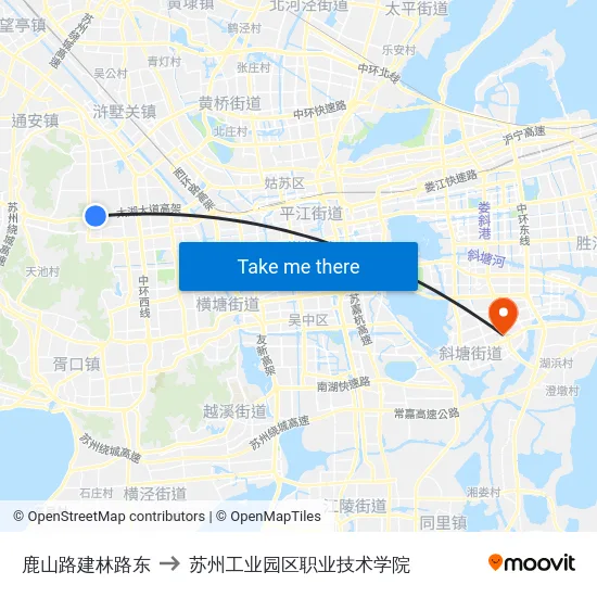 鹿山路建林路东 to 苏州工业园区职业技术学院 map