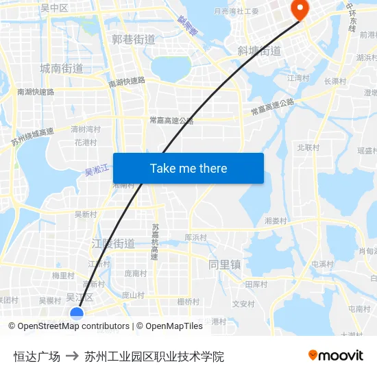 恒达广场 to 苏州工业园区职业技术学院 map