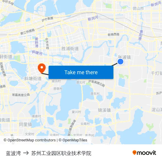 蓝波湾 to 苏州工业园区职业技术学院 map