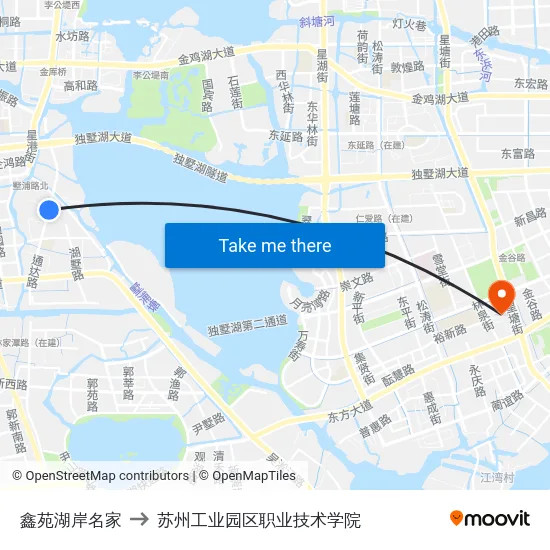 鑫苑湖岸名家 to 苏州工业园区职业技术学院 map