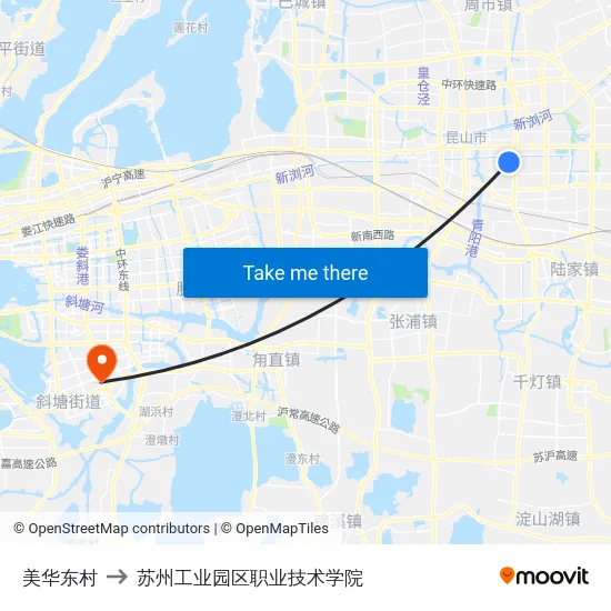 美华东村 to 苏州工业园区职业技术学院 map
