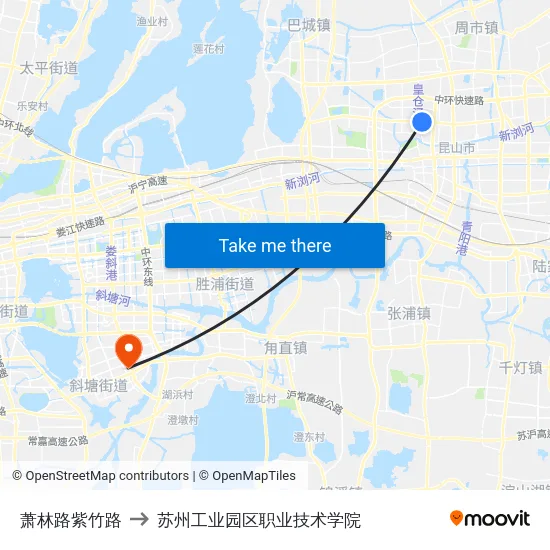 萧林路紫竹路 to 苏州工业园区职业技术学院 map