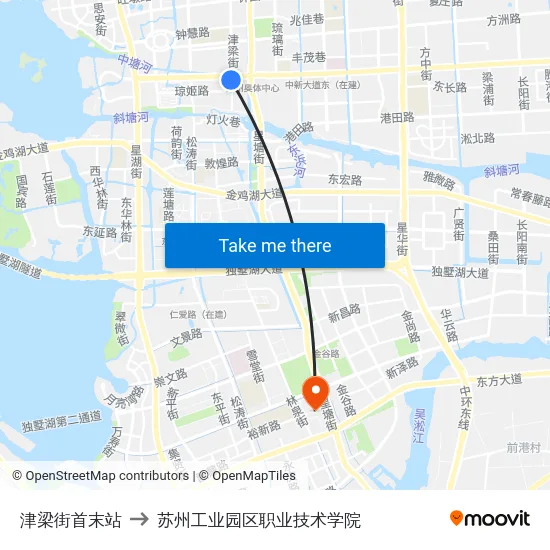 津梁街首末站 to 苏州工业园区职业技术学院 map