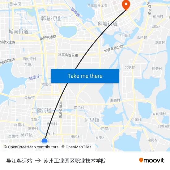 吴江客运站 to 苏州工业园区职业技术学院 map