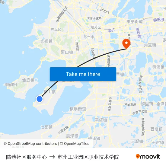 陆巷社区服务中心 to 苏州工业园区职业技术学院 map