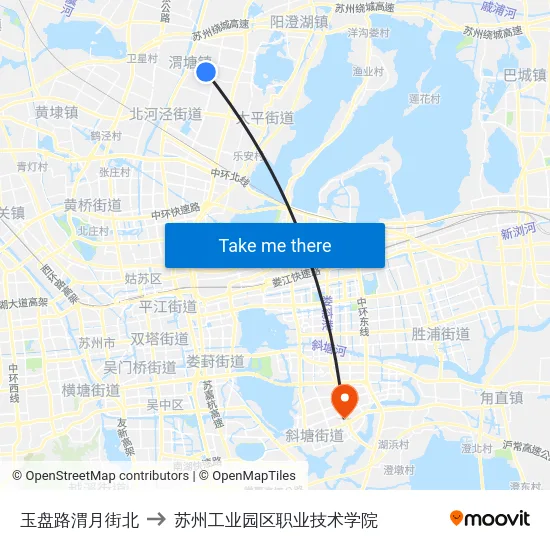玉盘路渭月街北 to 苏州工业园区职业技术学院 map