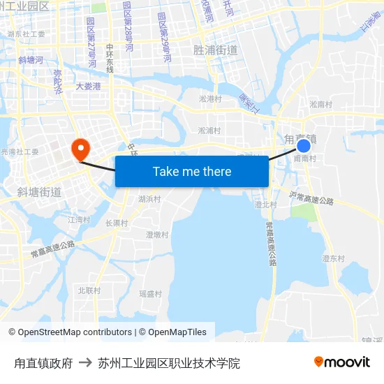 甪直镇政府 to 苏州工业园区职业技术学院 map