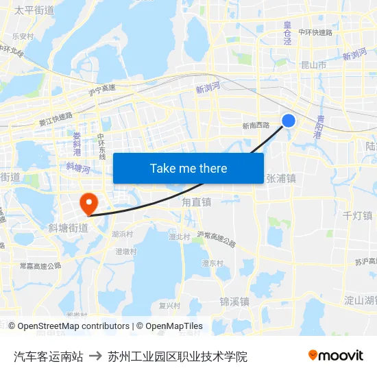 汽车客运南站 to 苏州工业园区职业技术学院 map
