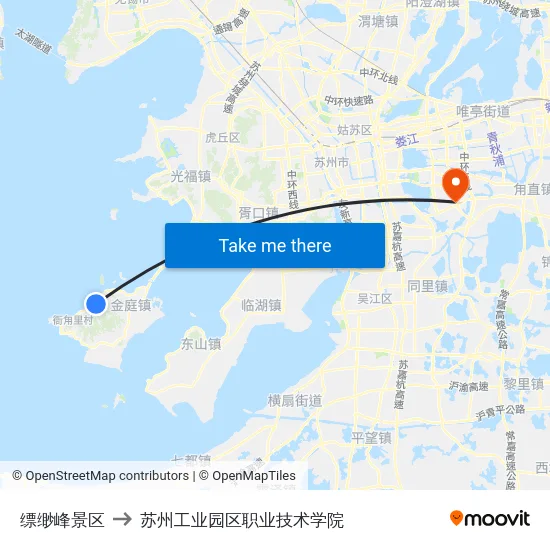 缥缈峰景区 to 苏州工业园区职业技术学院 map