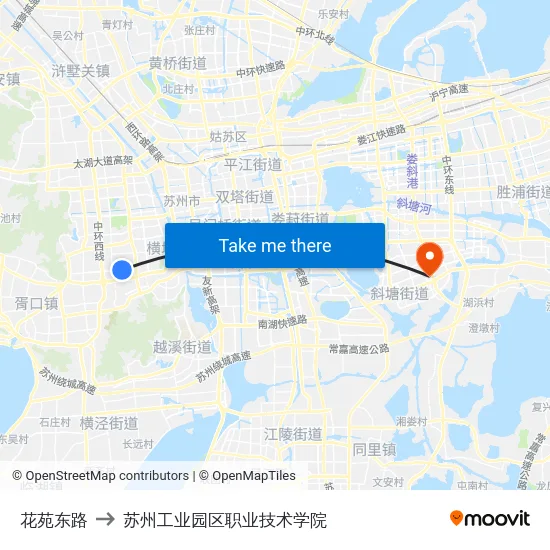 花苑东路 to 苏州工业园区职业技术学院 map
