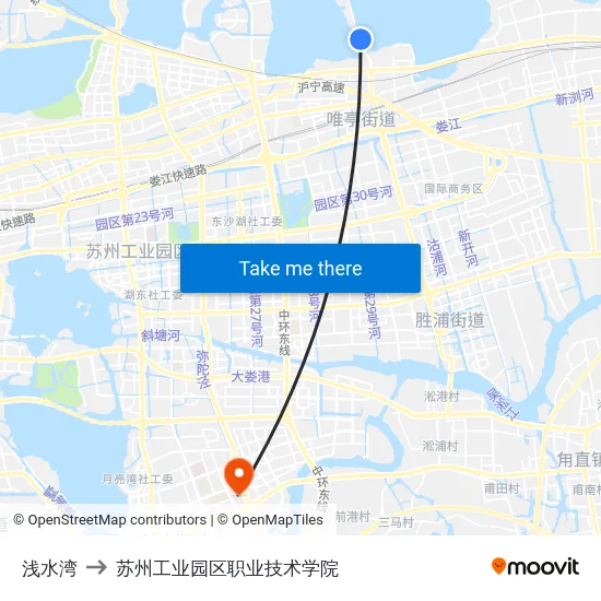 浅水湾 to 苏州工业园区职业技术学院 map