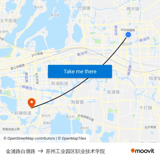 金浦路白塘路 to 苏州工业园区职业技术学院 map