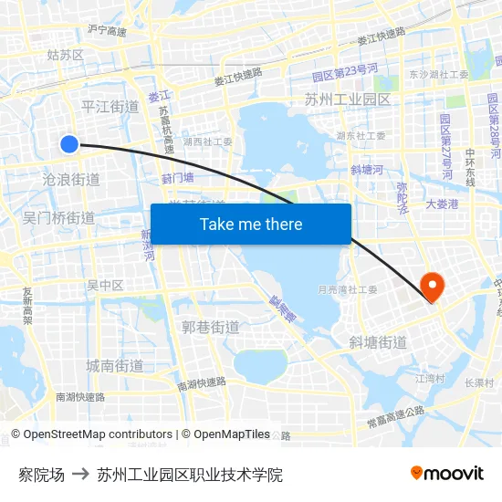 察院场 to 苏州工业园区职业技术学院 map