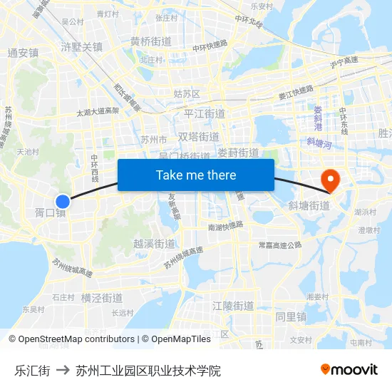 乐汇街 to 苏州工业园区职业技术学院 map