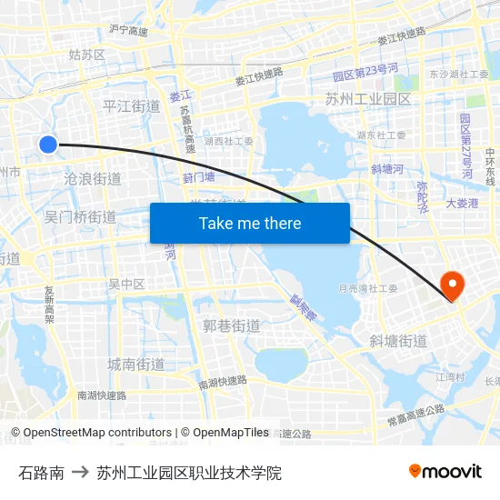 石路南 to 苏州工业园区职业技术学院 map