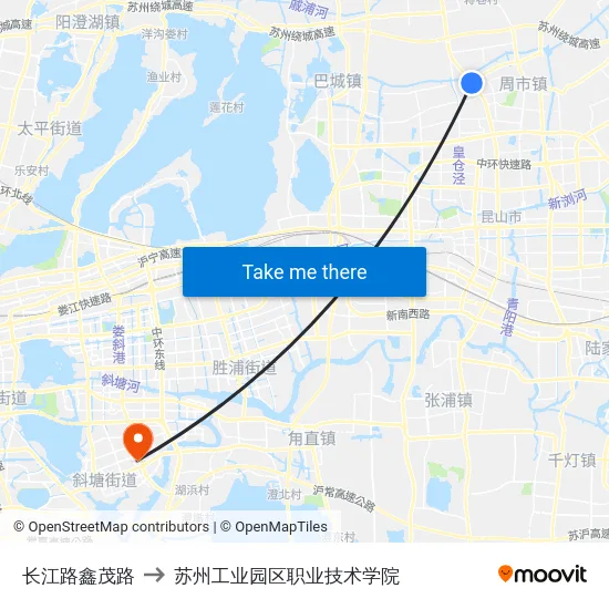 长江路鑫茂路 to 苏州工业园区职业技术学院 map