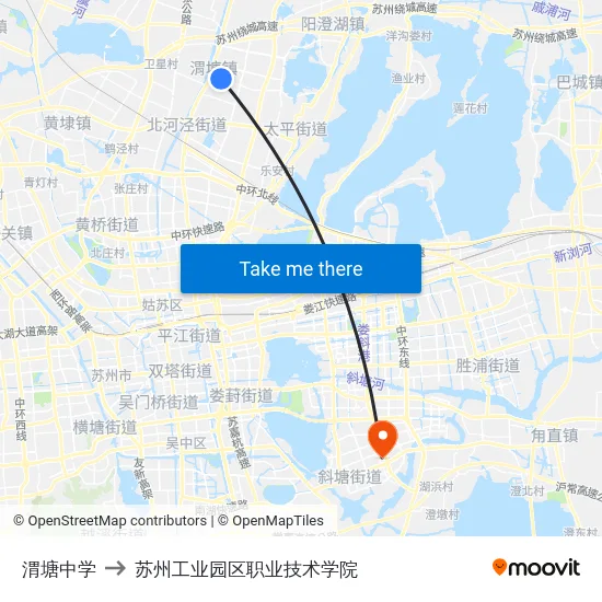 渭塘中学 to 苏州工业园区职业技术学院 map