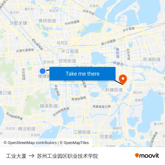 工业大厦 to 苏州工业园区职业技术学院 map