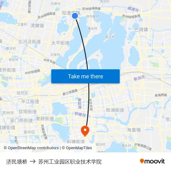 济民塘桥 to 苏州工业园区职业技术学院 map