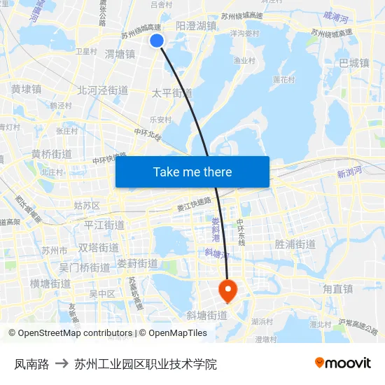 凤南路 to 苏州工业园区职业技术学院 map