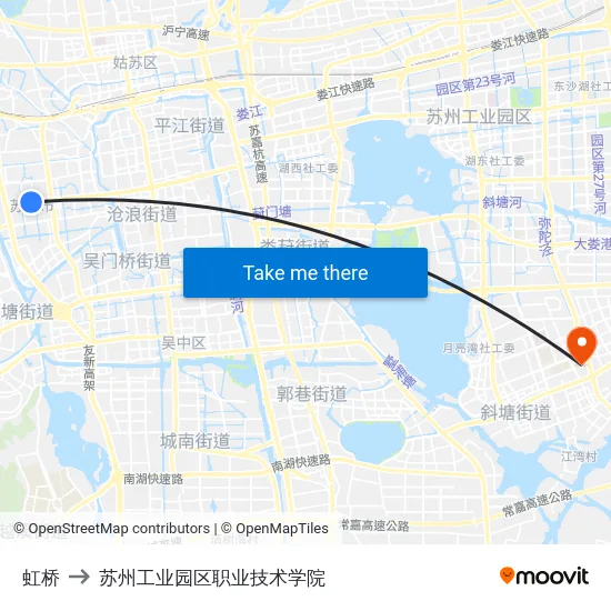 虹桥 to 苏州工业园区职业技术学院 map
