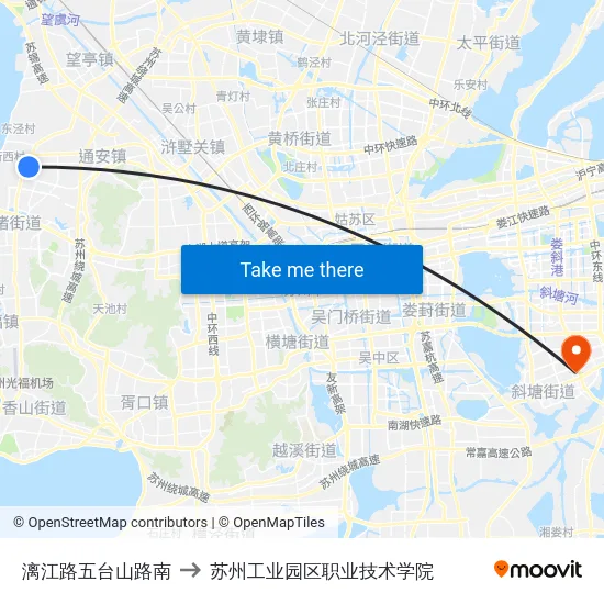 漓江路五台山路南 to 苏州工业园区职业技术学院 map