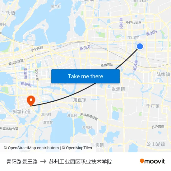 青阳路景王路 to 苏州工业园区职业技术学院 map