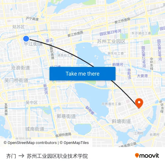 齐门 to 苏州工业园区职业技术学院 map