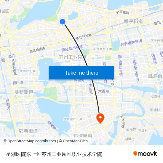 星湖医院东 to 苏州工业园区职业技术学院 map