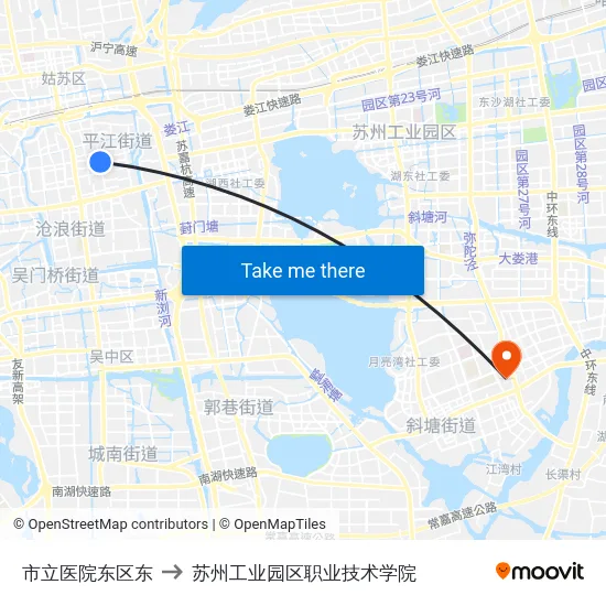 市立医院东区东 to 苏州工业园区职业技术学院 map