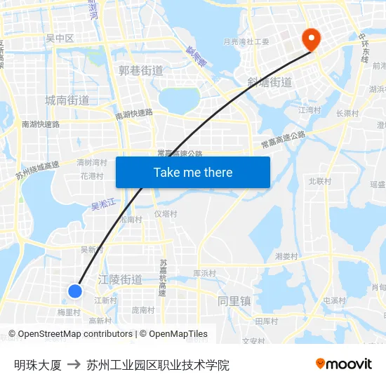 明珠大厦 to 苏州工业园区职业技术学院 map