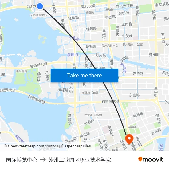 国际博览中心 to 苏州工业园区职业技术学院 map