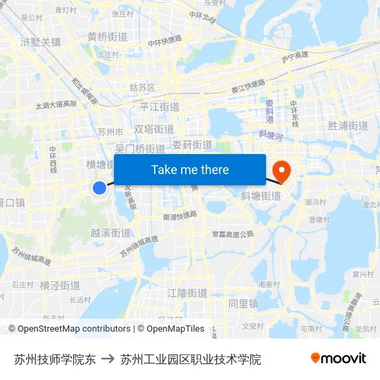 苏州技师学院东 to 苏州工业园区职业技术学院 map
