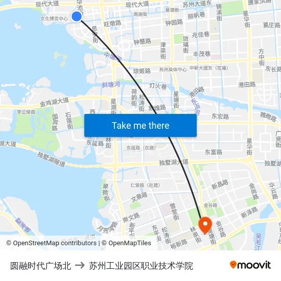 圆融时代广场北 to 苏州工业园区职业技术学院 map