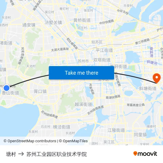 塘村 to 苏州工业园区职业技术学院 map