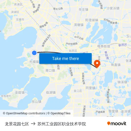 龙景花园七区 to 苏州工业园区职业技术学院 map