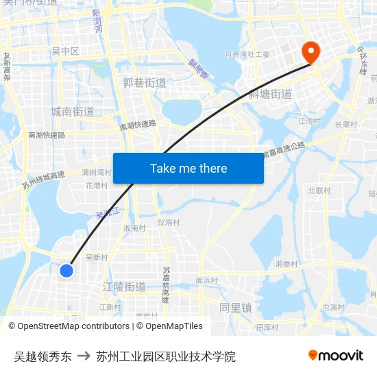 吴越领秀东 to 苏州工业园区职业技术学院 map