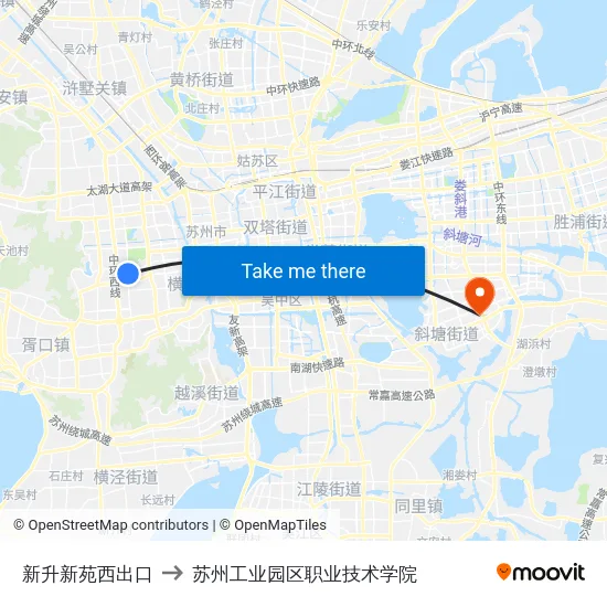 新升新苑西出口 to 苏州工业园区职业技术学院 map