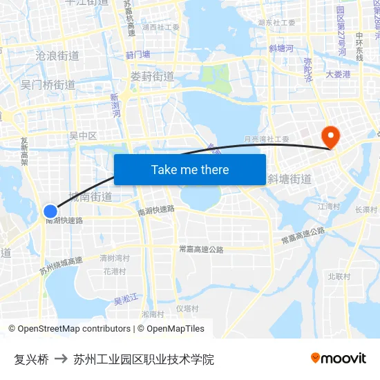 复兴桥 to 苏州工业园区职业技术学院 map
