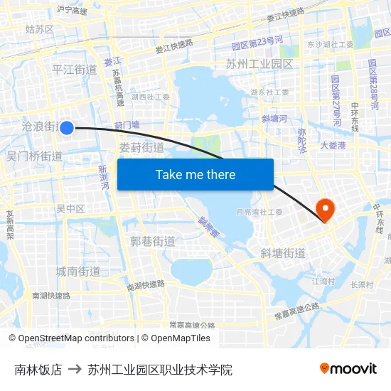 南林饭店 to 苏州工业园区职业技术学院 map