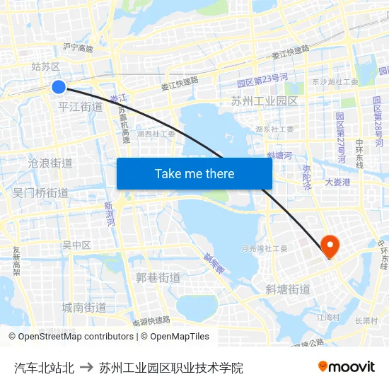 汽车北站北 to 苏州工业园区职业技术学院 map