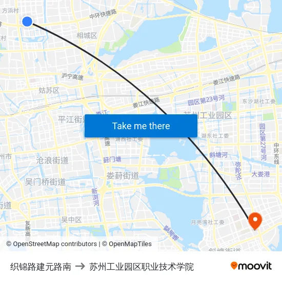 织锦路建元路南 to 苏州工业园区职业技术学院 map
