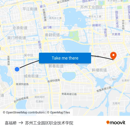 嘉福桥 to 苏州工业园区职业技术学院 map
