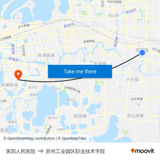 第四人民医院 to 苏州工业园区职业技术学院 map
