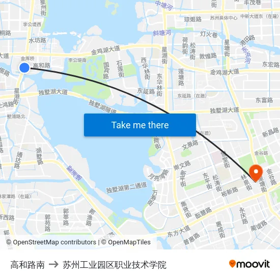 高和路南 to 苏州工业园区职业技术学院 map
