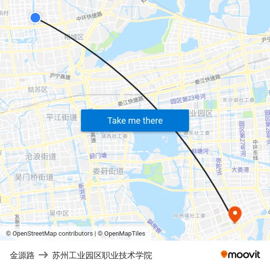 金源路 to 苏州工业园区职业技术学院 map
