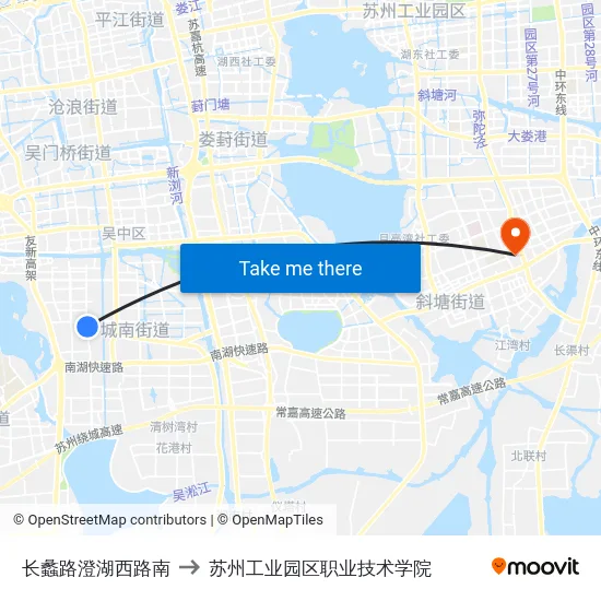 长蠡路澄湖西路南 to 苏州工业园区职业技术学院 map