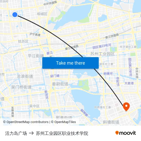 活力岛广场 to 苏州工业园区职业技术学院 map
