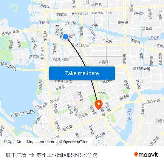 联丰广场 to 苏州工业园区职业技术学院 map